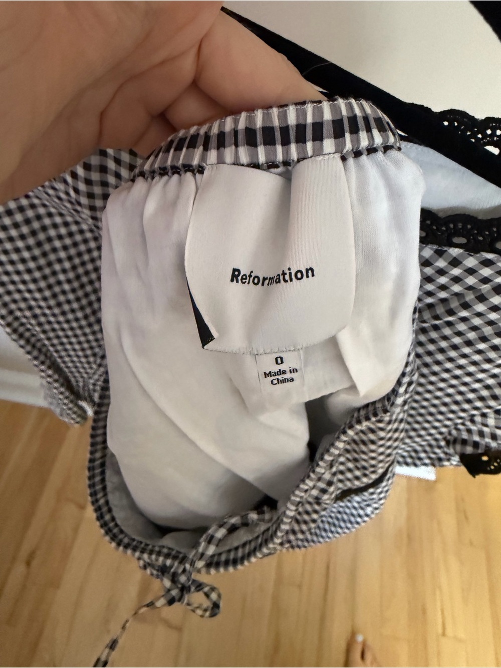 Reformation Black & White Gingham Mini Skirt Set - Size 0 / XS - Picture 5 of 7